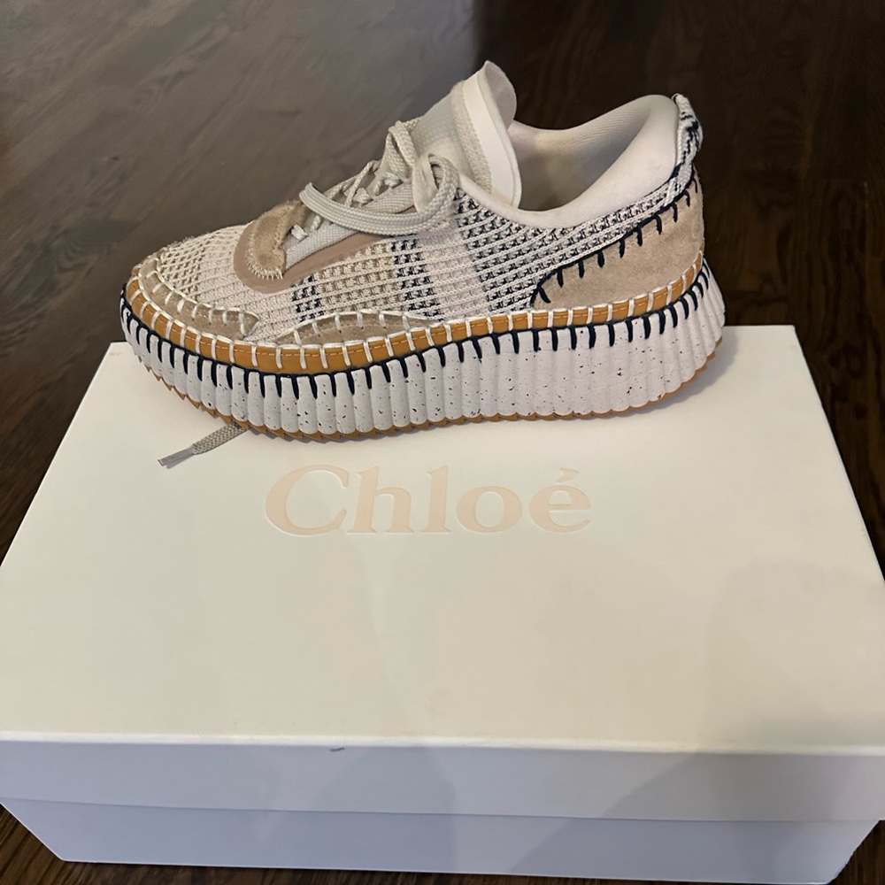 Chloé Nama Stitch Walking Sneakers in Biscotti Beige